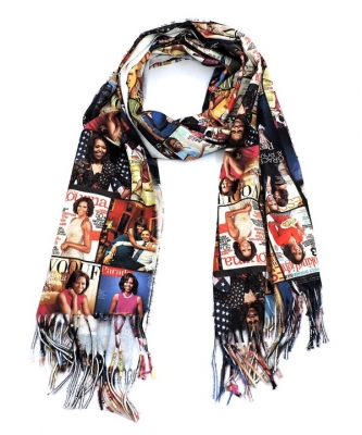 Magazine Cover Collage Felt Scarf OS804W MULTI